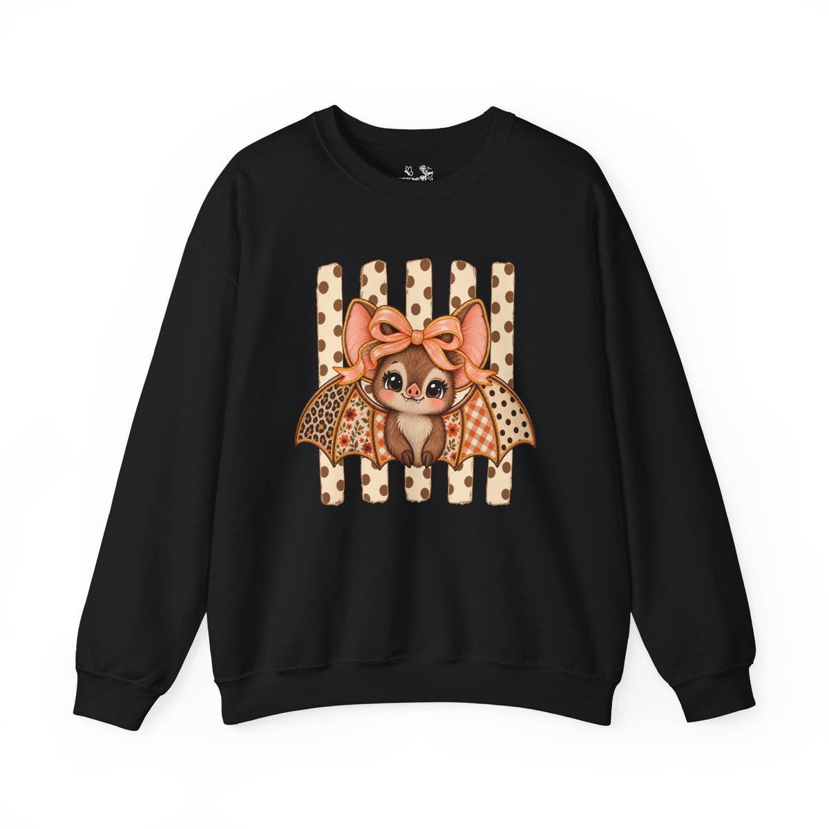 Cute Bat Crewneck Sweatshirt — Kawaii Bat with Bow Graphic