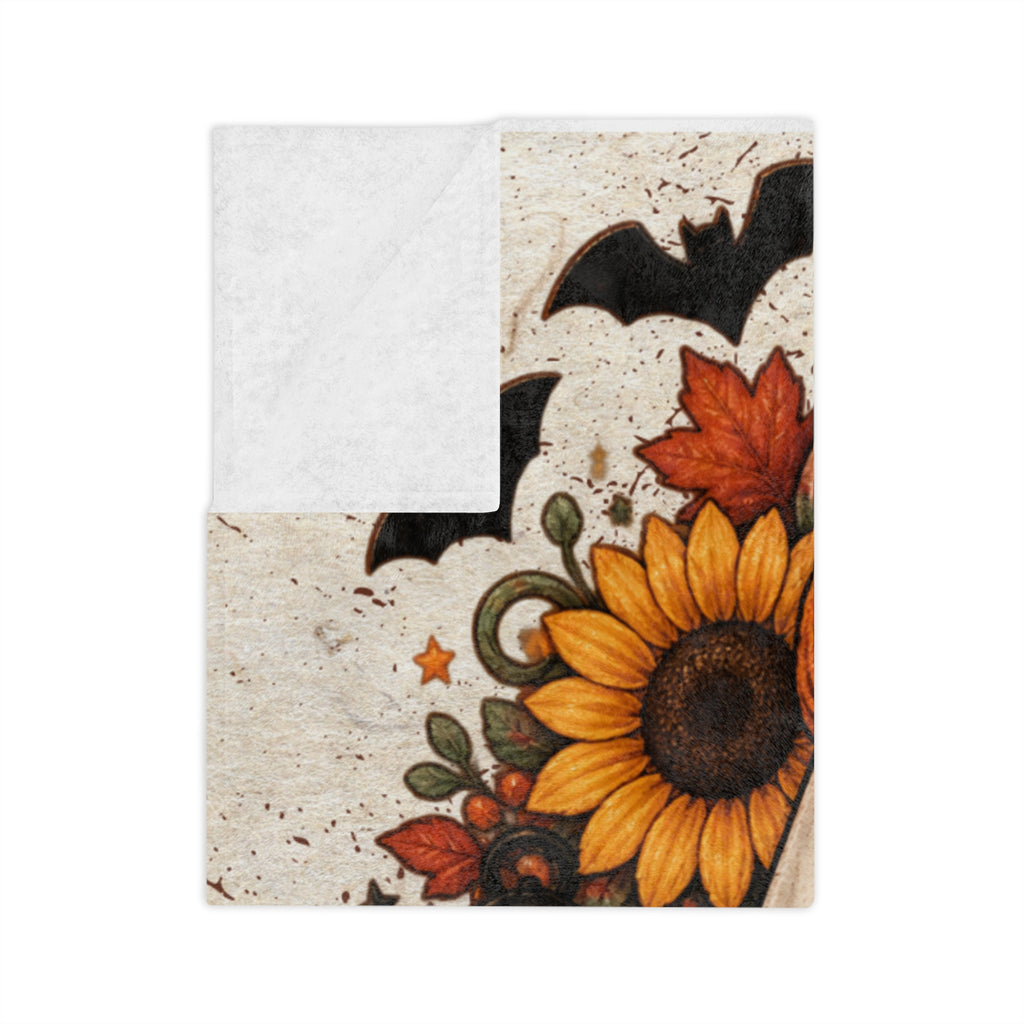 Halloween Ghost Blanket — "In My Spooky Era" Pumpkin & Sunflower Fall Throw