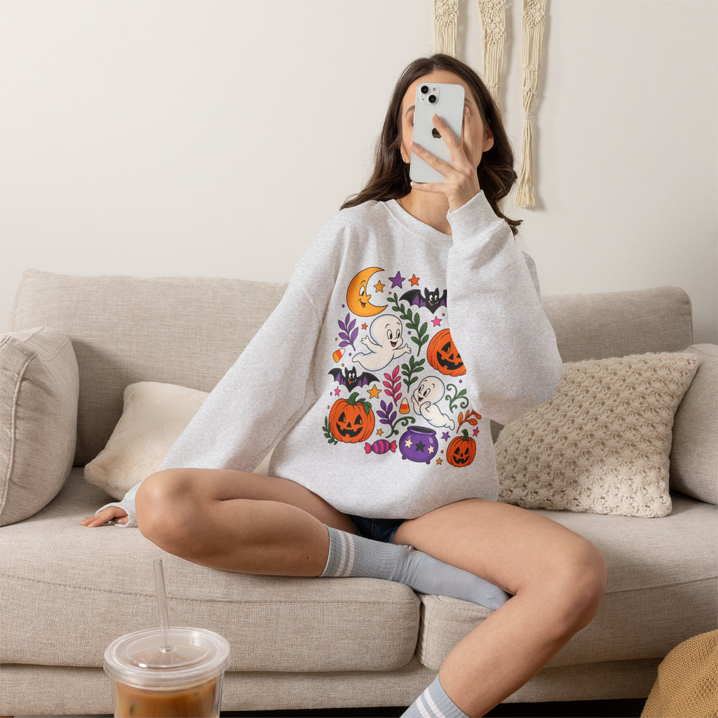 Halloween Ghosts & Pumpkins Crewneck Sweatshirt