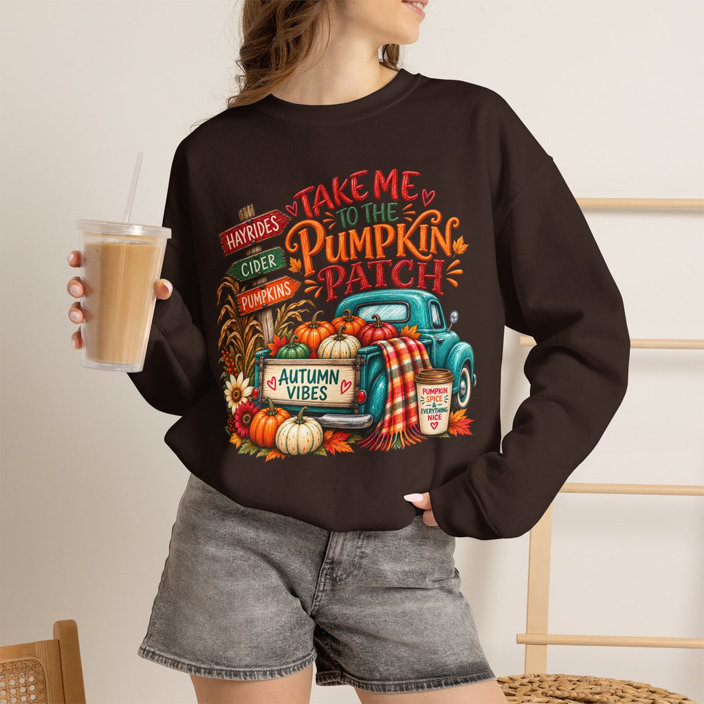 Pumpkin Patch Crewneck Sweatshirt — "Take Me to the Pumpkin Patch" Autumn Vibes