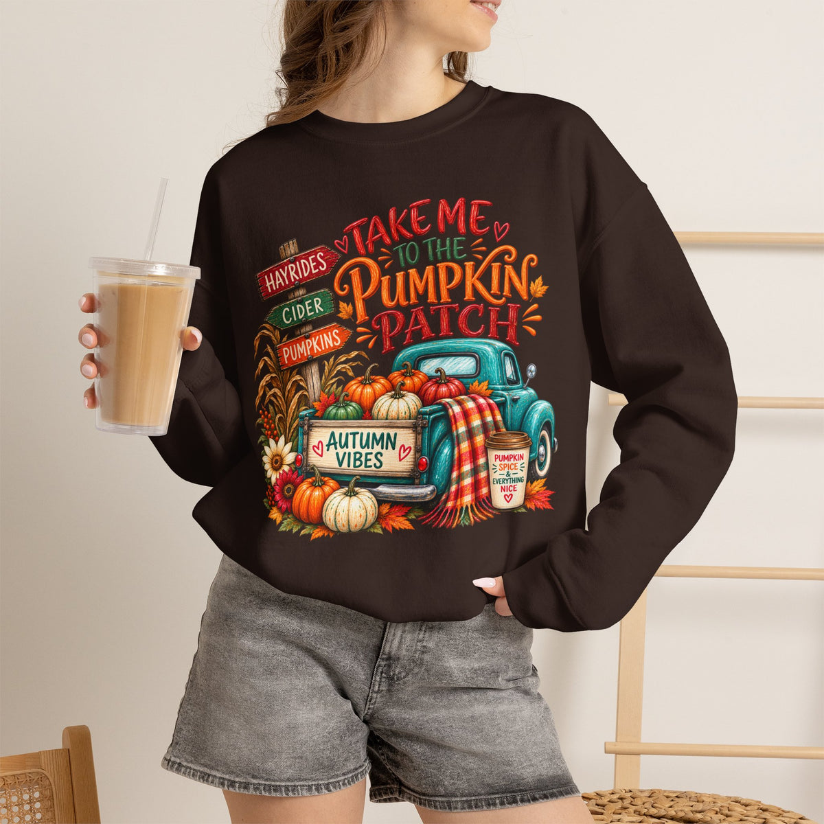 Pumpkin Patch Crewneck Sweatshirt — "Take Me to the Pumpkin Patch" Autumn Vibes