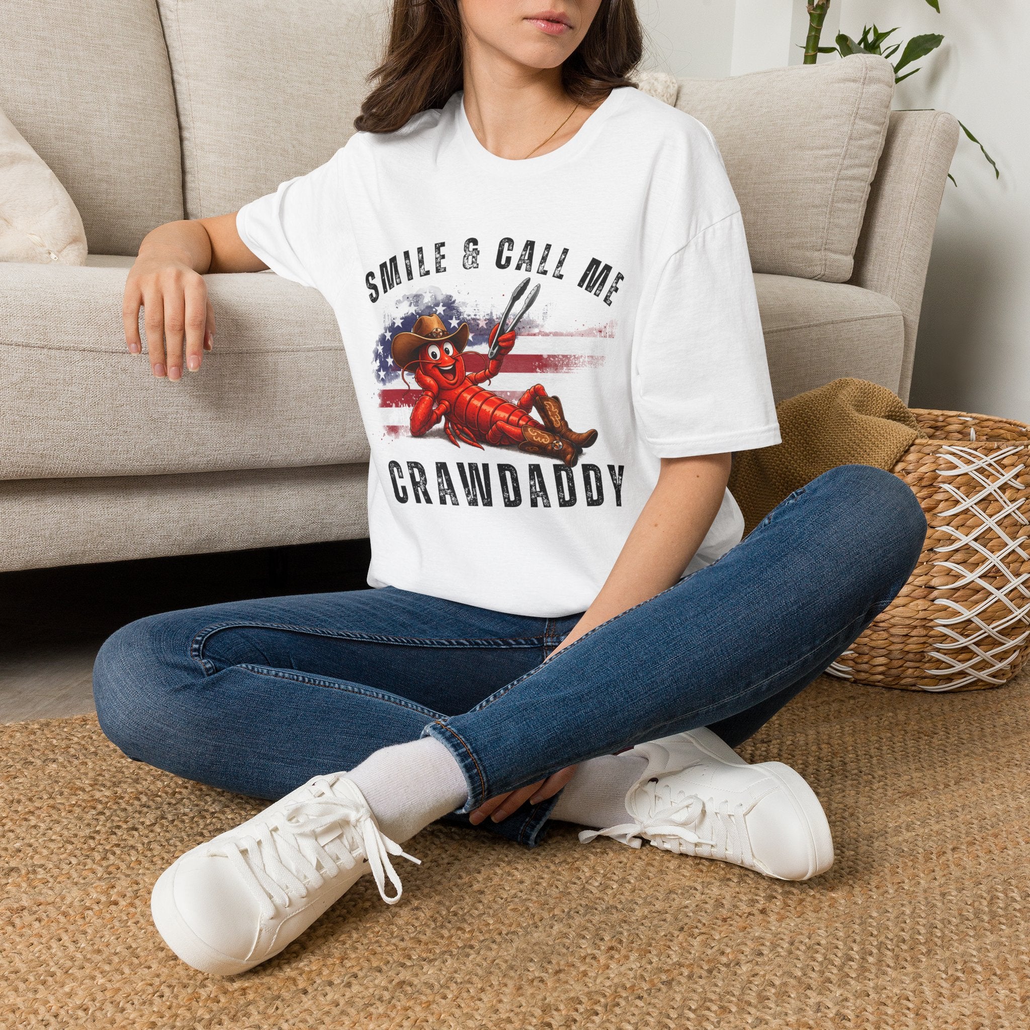 Crawfish T-Shirt — "Smile & Call Me Crawdaddy" Patriotic Cajun Tee