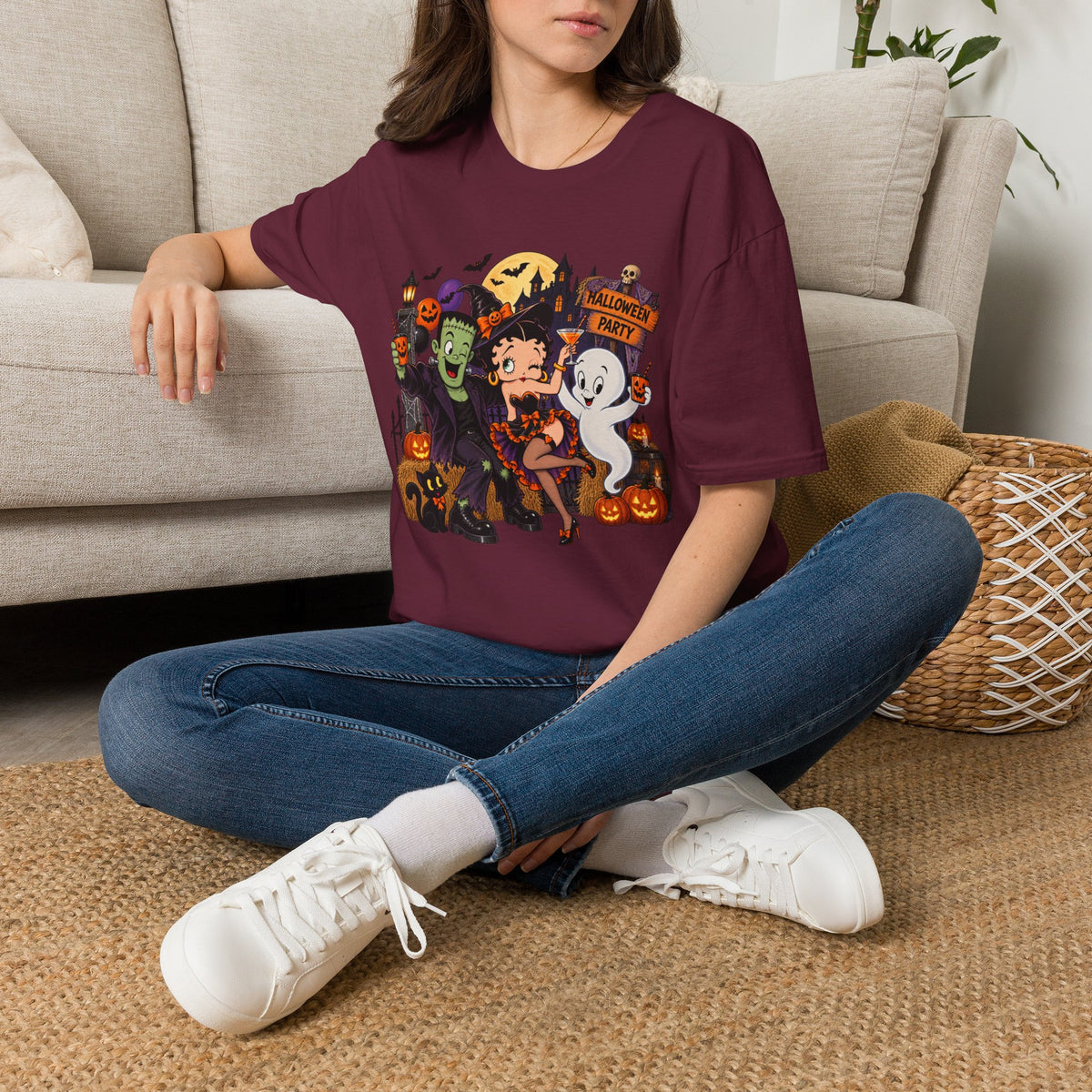 Halloween Party T‑Shirt — Betty Boop & Classic Cartoon Ghosts Costume Tee