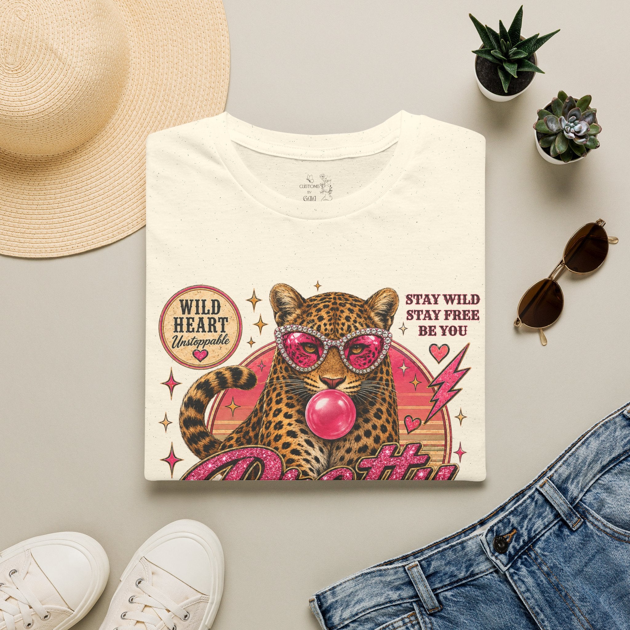 Leopard 'Pretty Savage' Graphic T-Shirt — Retro Wild Heart Design