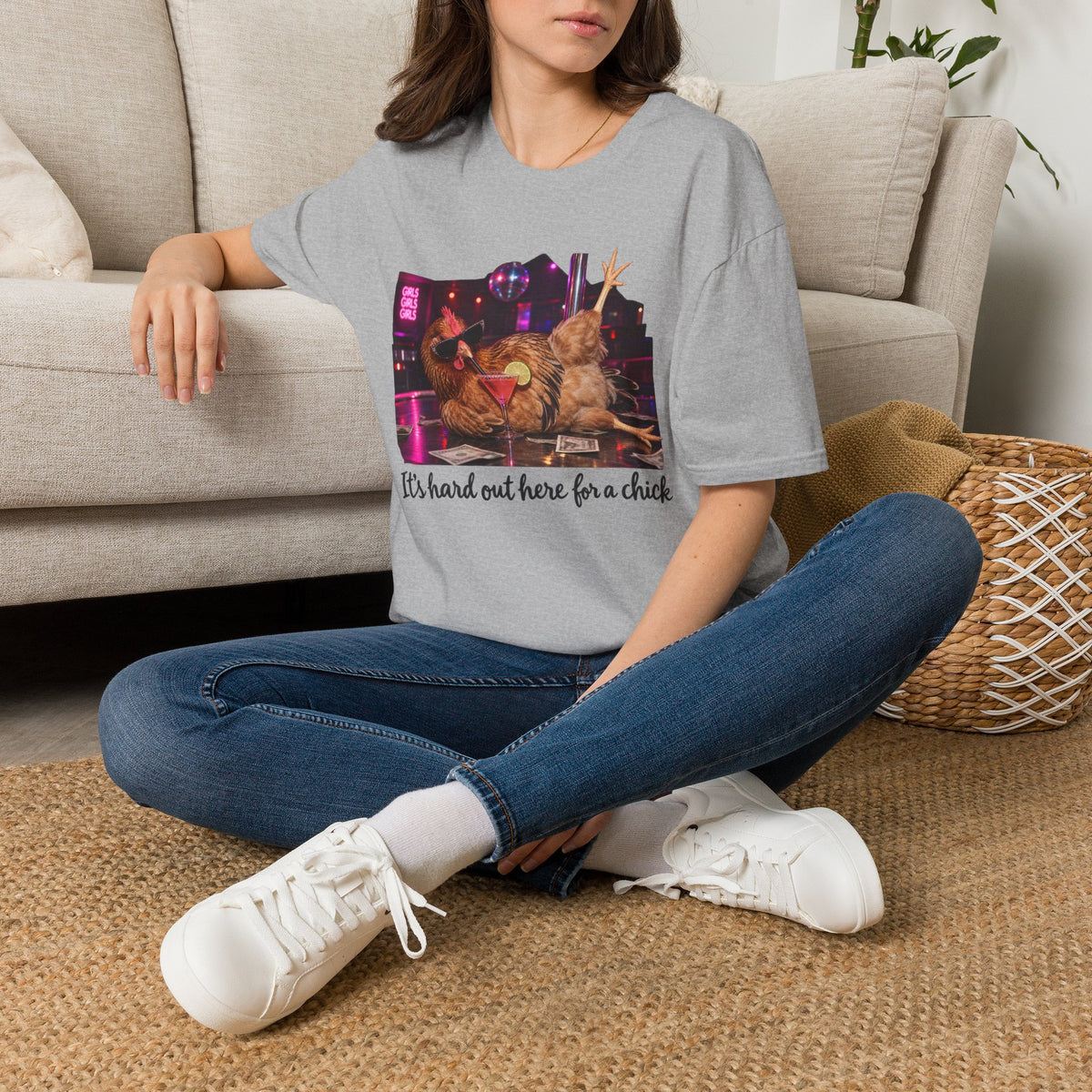 T-Shirt — "It's Hard Out Here for a Chick" Chicken Comedy Tee