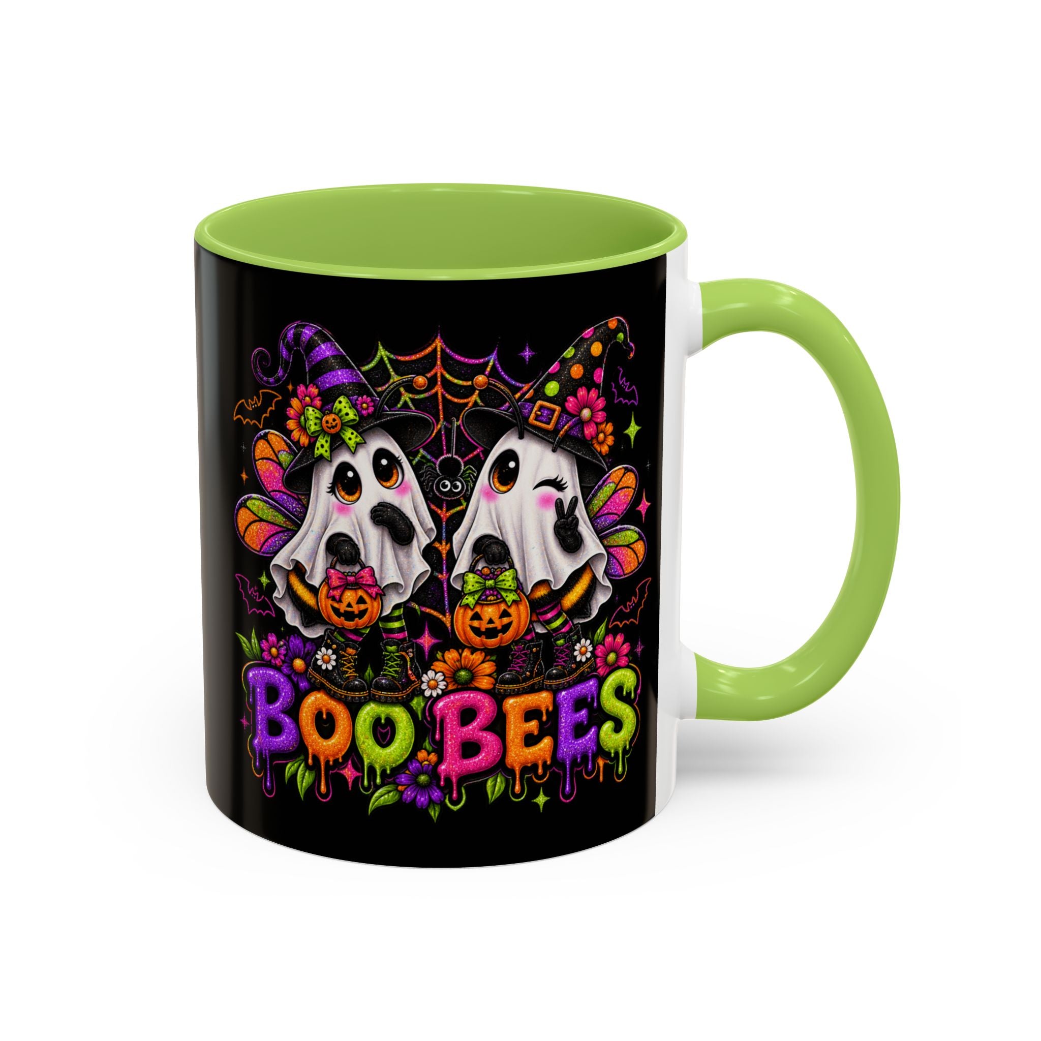 Halloween Boo Bees Coffee Mug — Cute Ghost Bees with Pumpkins
