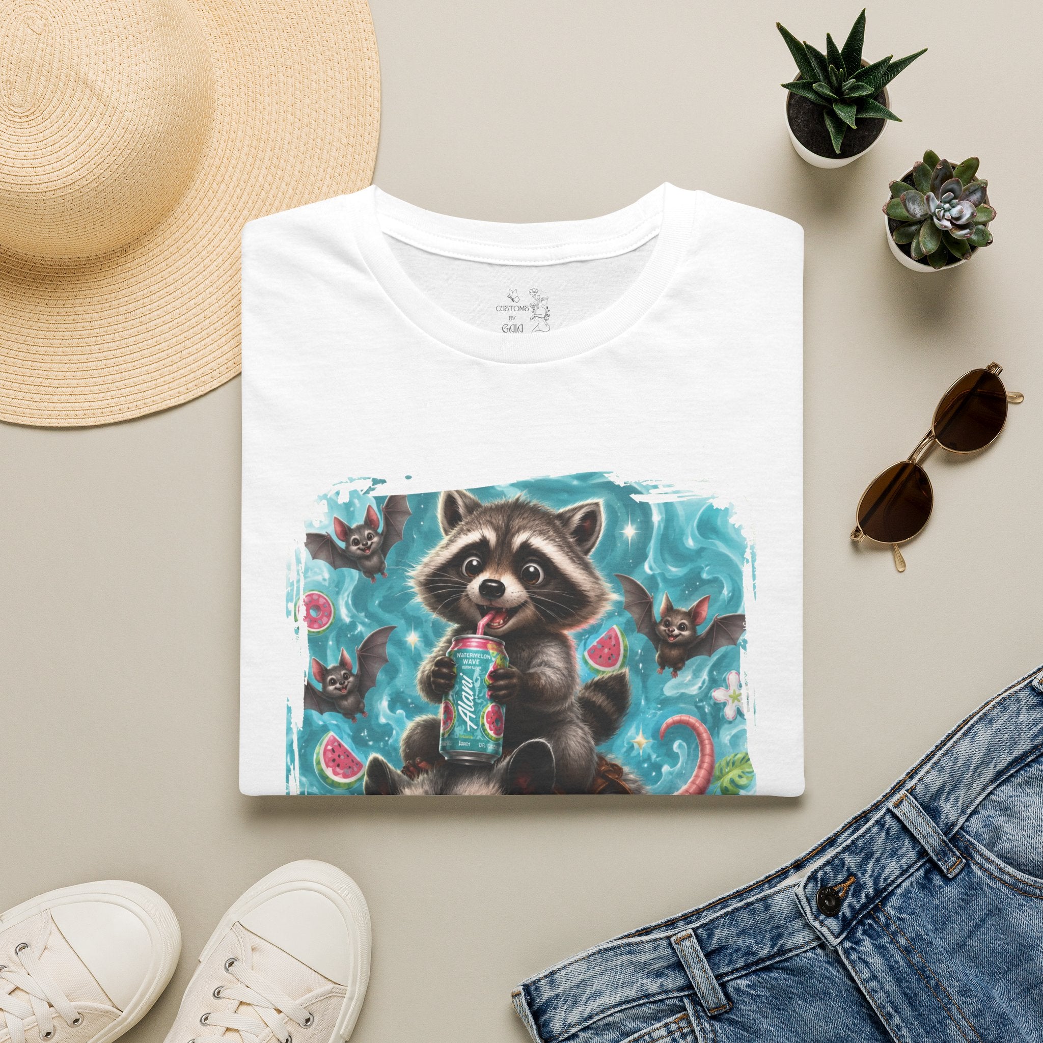 Raccoon Watermelon Summer T-Shirt — Cute Animal Graphic Tee
