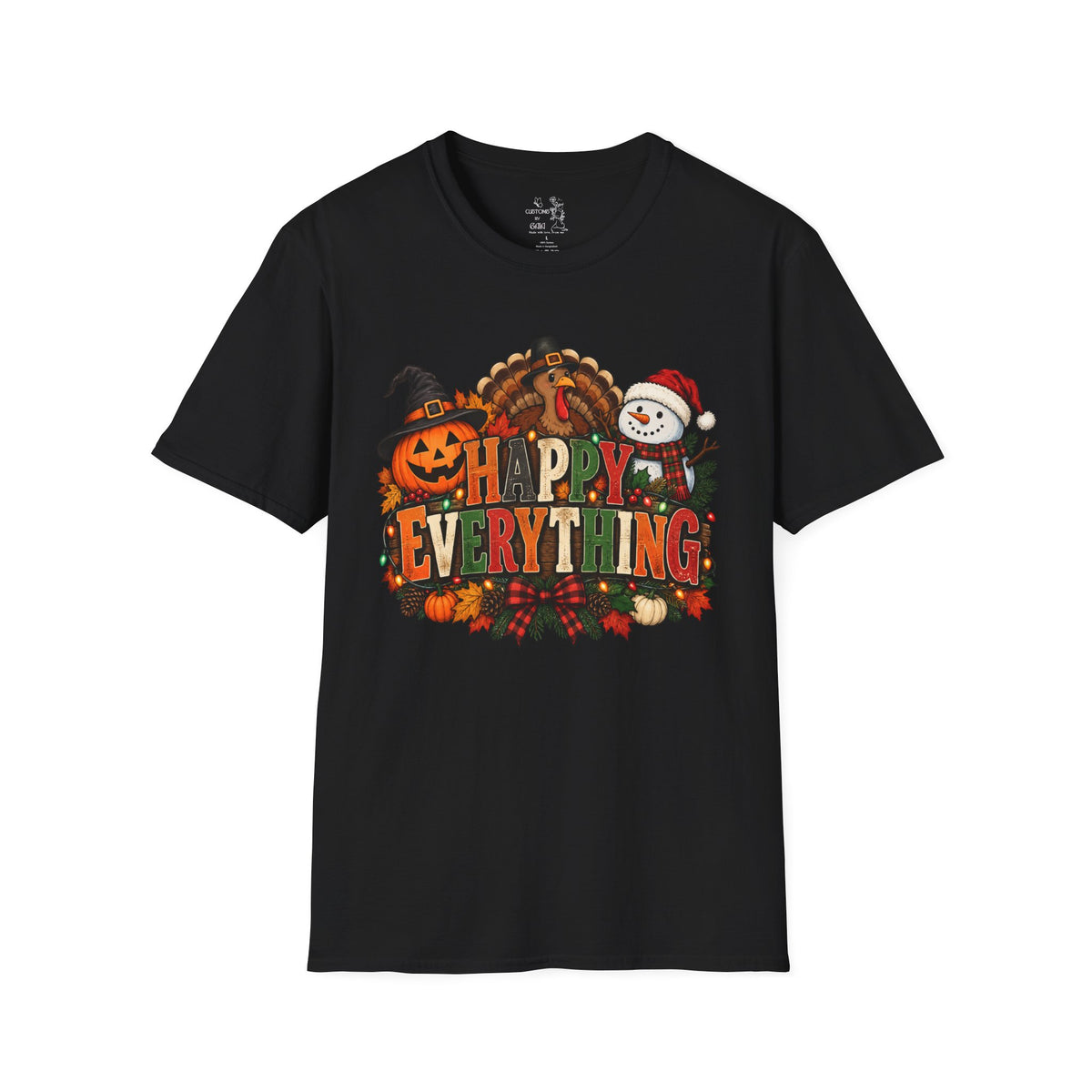 Holiday 'Happy Everything' T-Shirt — Thanksgiving, Halloween & Christmas Graphic Tee