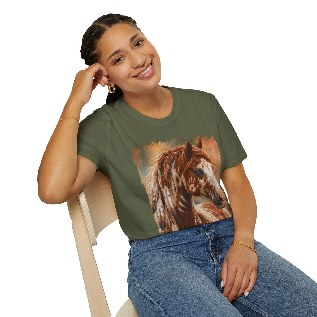 Horse Portrait T-Shirt — Blue-Eyed Paint Horse Art Tee