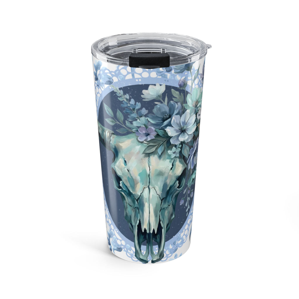 20oz Floral Bull Skull Tumbler — Southwestern Floral Travel Cup