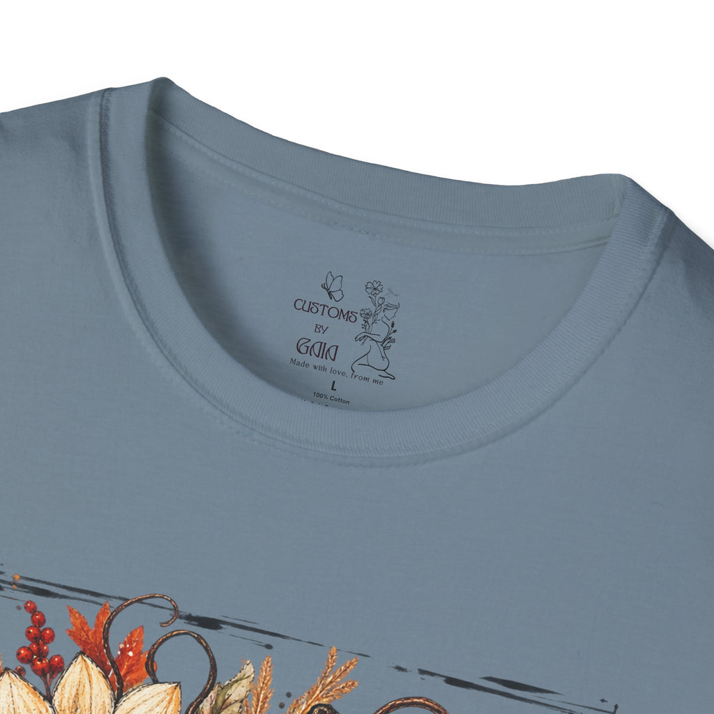 Pumpkin & Sunflower Fall T-Shirt — Plaid Pumpkin Autumn Graphic Tee
