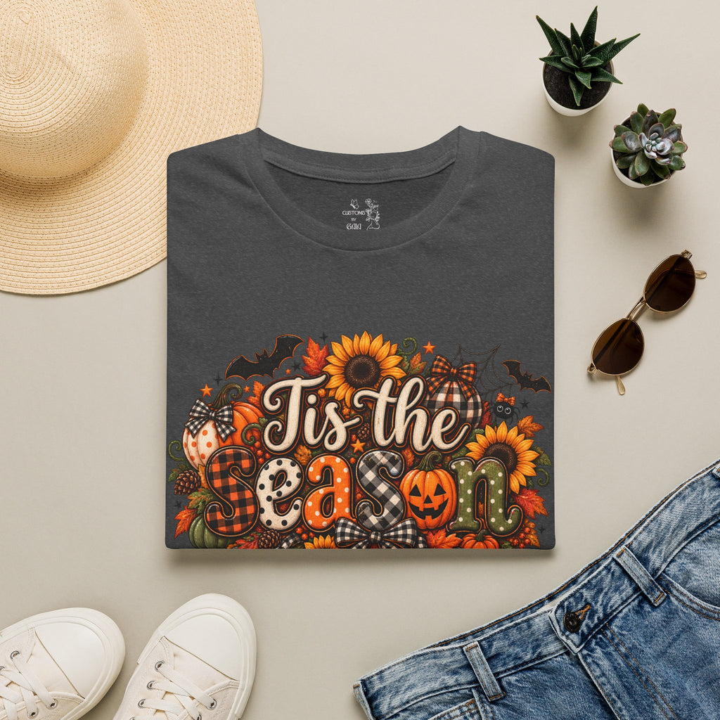Halloween T-Shirt — "Tis the Season" Pumpkin & Sunflower Fall Graphic