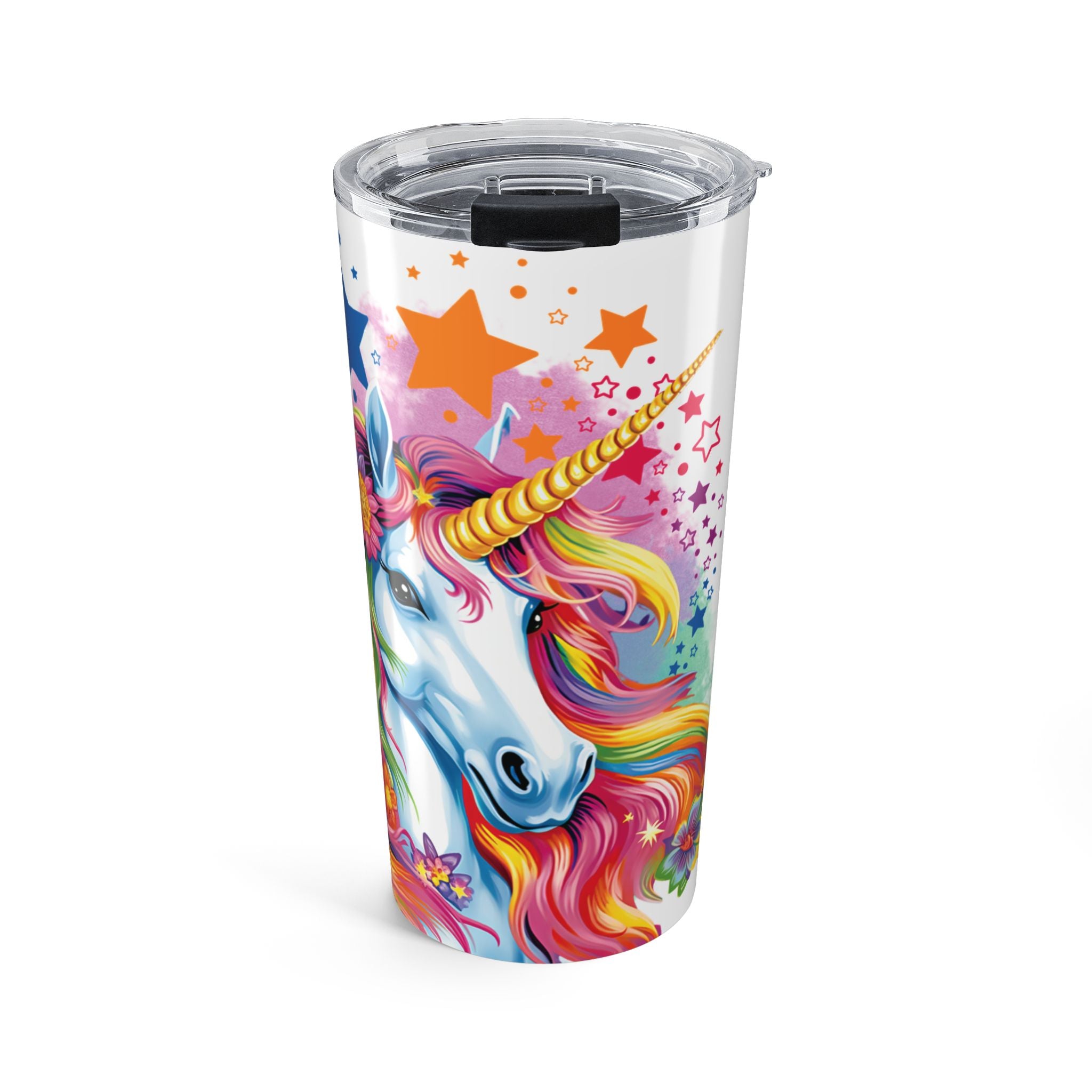 20oz Unicorn Tumbler — Colorful Magical Unicorn Travel Cup IN WHITE