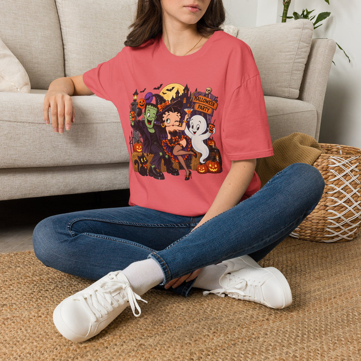 Halloween Party T‑Shirt — Betty Boop & Classic Cartoon Ghosts Costume Tee