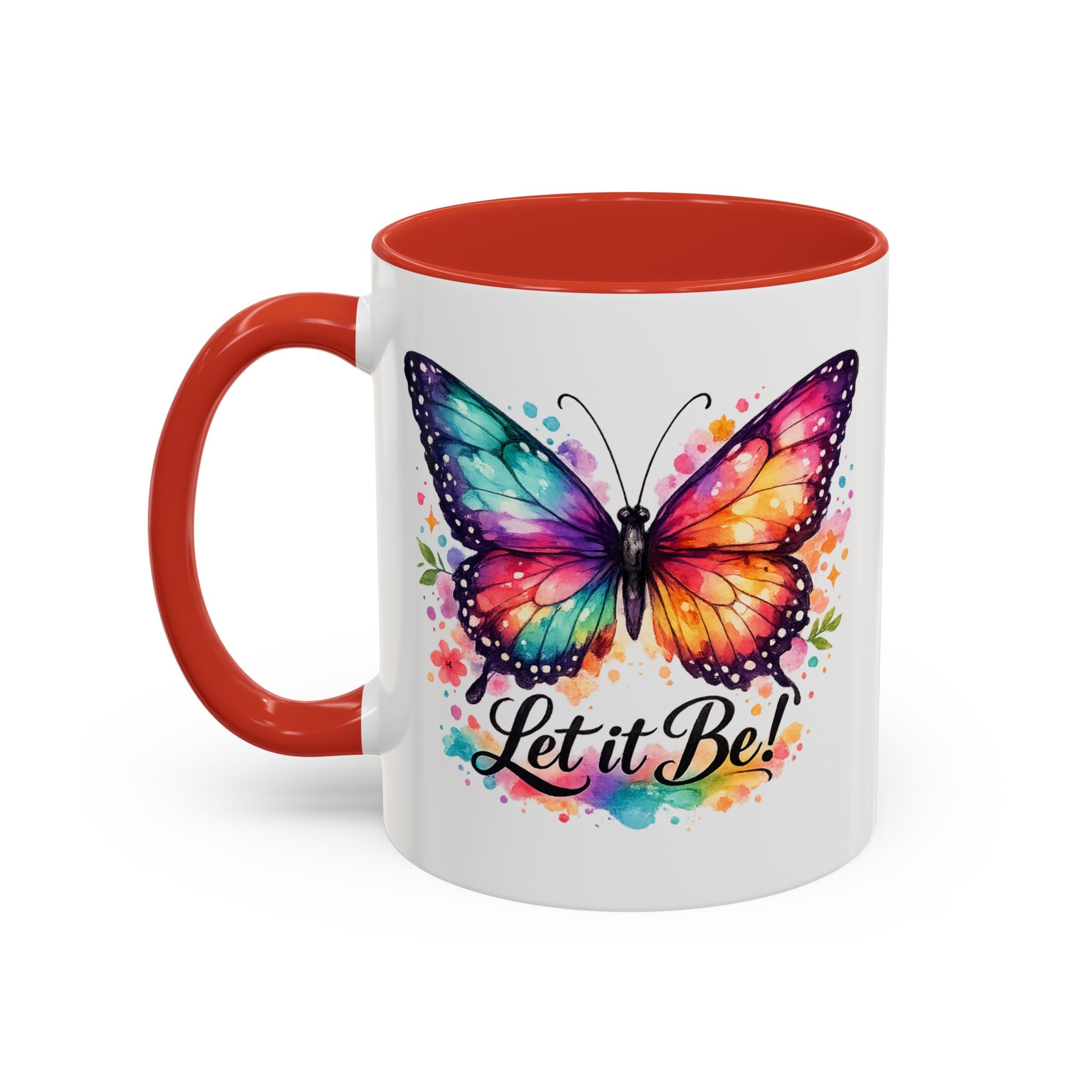 Let It Be Butterfly Accent Coffee Mug — Colorful Inspirational 11/15oz