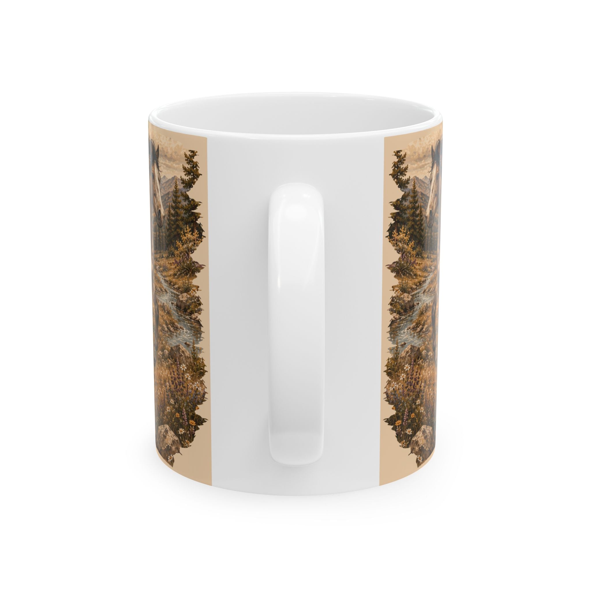 Wild Meadow Horse Ceramic Mug — Scenic Appaloosa Mountain Coffee Cup (11oz & 15oz)