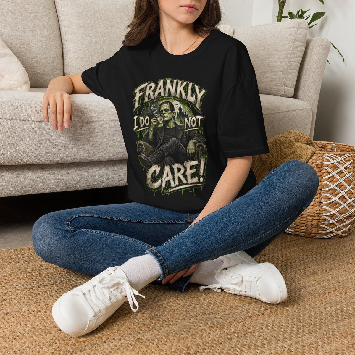 Frankly I Do Not Care T-Shirt — Retro Frankenstein Graphic Tee