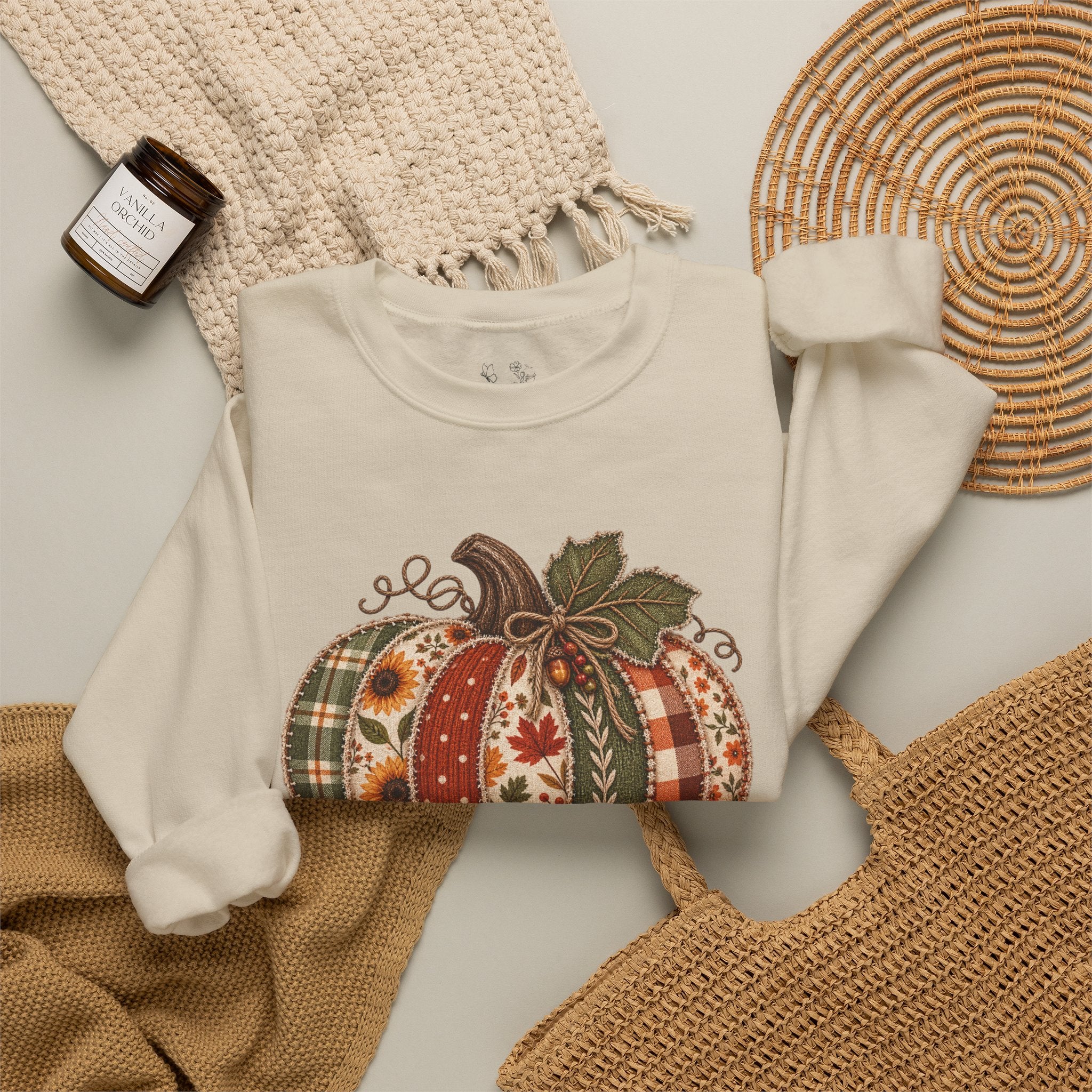 Autumn Patchwork Pumpkin Sweatshirt