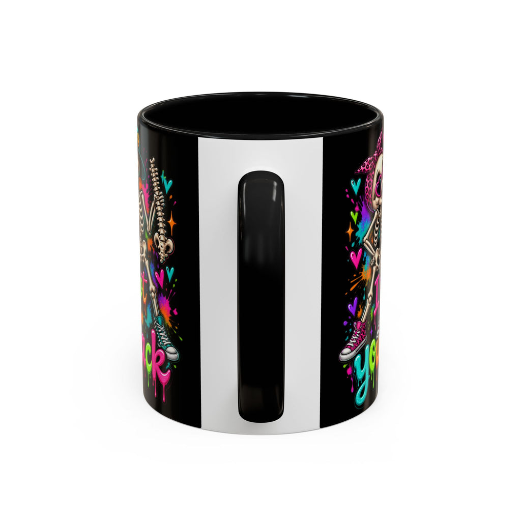 "I’ve Got Your Back" Skeleton Coffee Mug — Colorful Gothic Accent 11/15oz