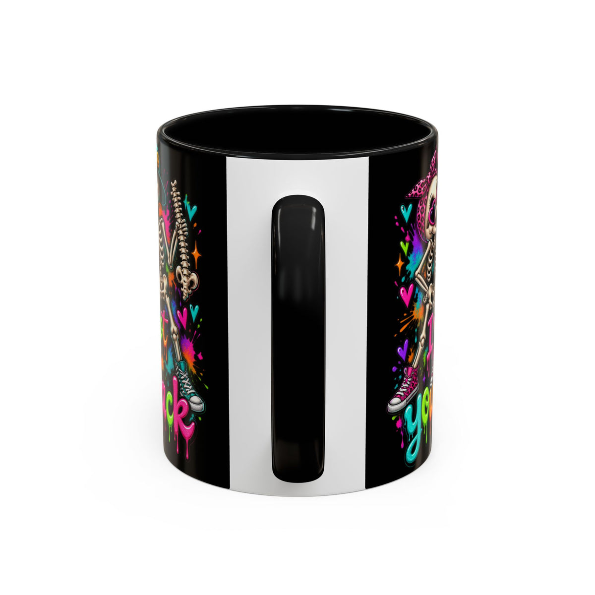 "I’ve Got Your Back" Skeleton Coffee Mug — Colorful Gothic Accent 11/15oz