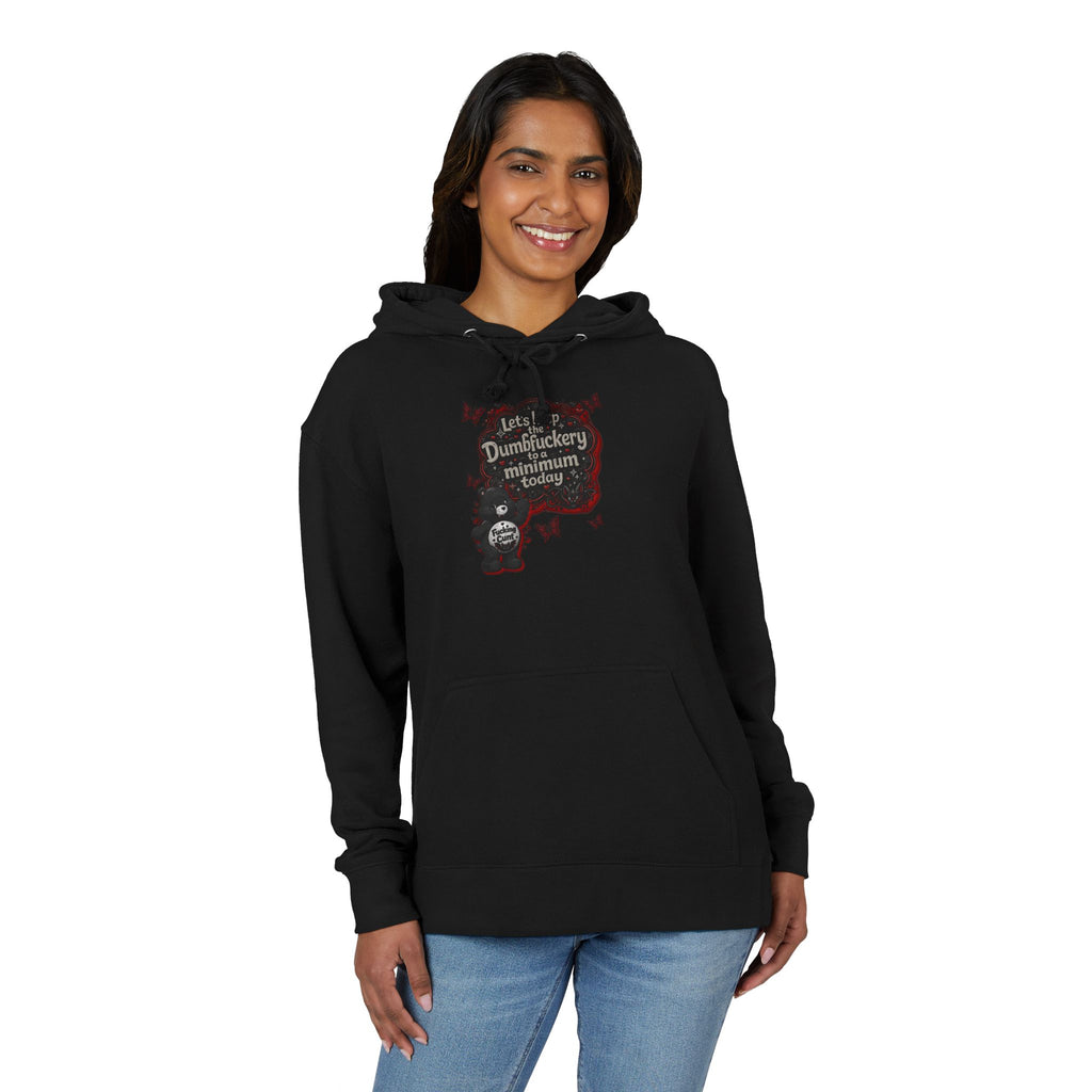 Hoodie — 'Let’s Keep Dumbfuckery Minimum Please' Halloween Bat Graphic