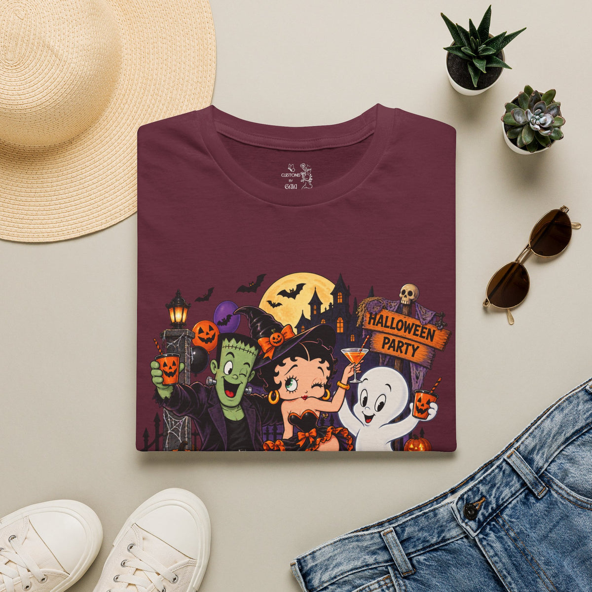 Halloween Party T‑Shirt — Betty Boop & Classic Cartoon Ghosts Costume Tee