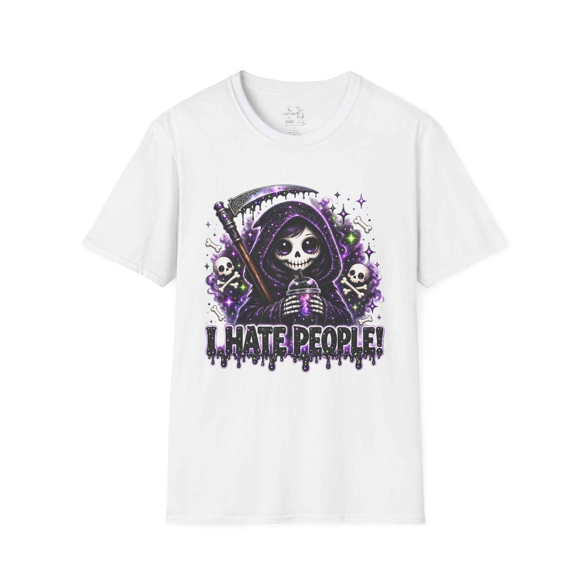 Grim Reaper Tee — 'I Hate People' Gothic Skull Shirt