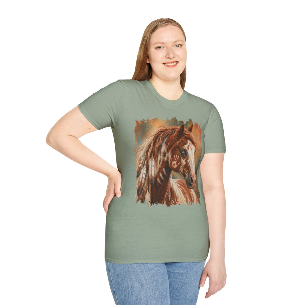 Horse Portrait T-Shirt — Blue-Eyed Paint Horse Art Tee