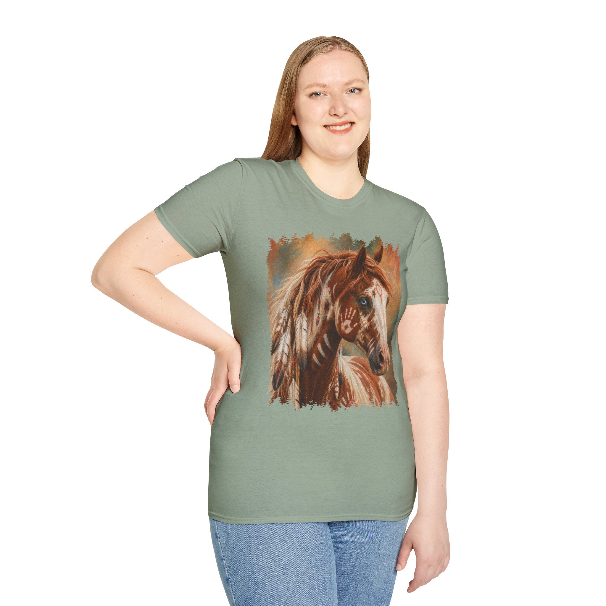 Horse Portrait T-Shirt — Blue-Eyed Paint Horse Art Tee