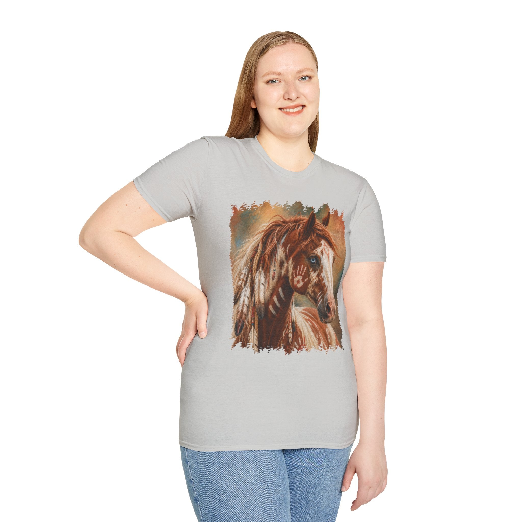 Horse Portrait T-Shirt — Blue-Eyed Paint Horse Art Tee