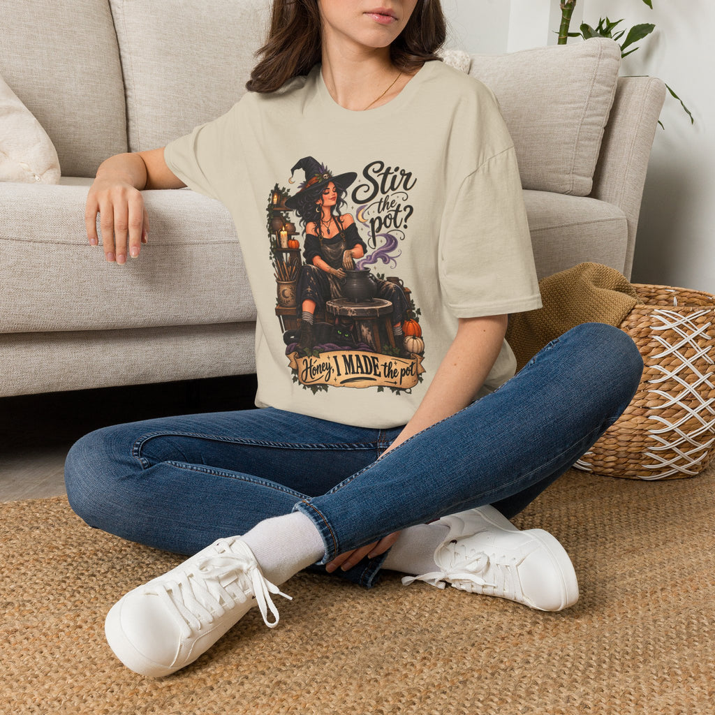 Stir the Pot Witch T-Shirt — Vintage Witch Cauldron Graphic Tee