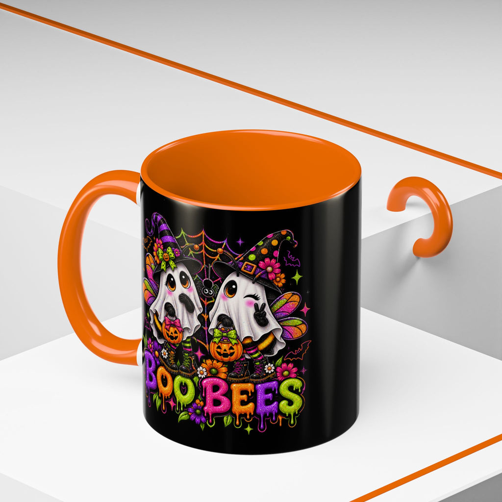 Halloween Boo Bees Coffee Mug — Cute Ghost Bees with Pumpkins