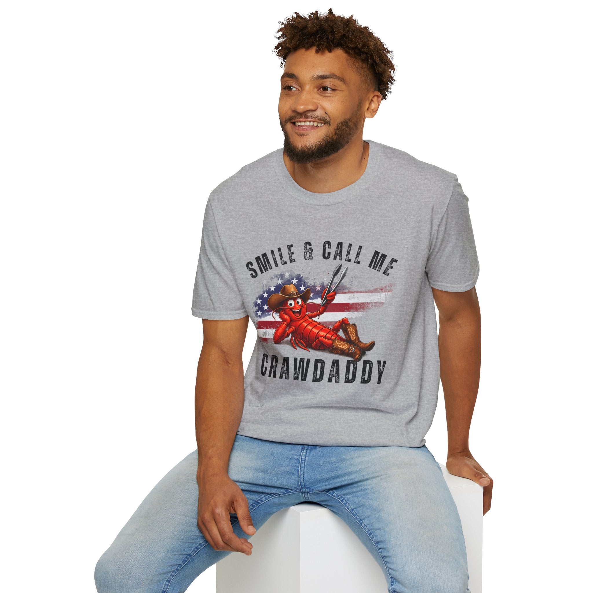 Crawfish T-Shirt — "Smile & Call Me Crawdaddy" Patriotic Cajun Tee