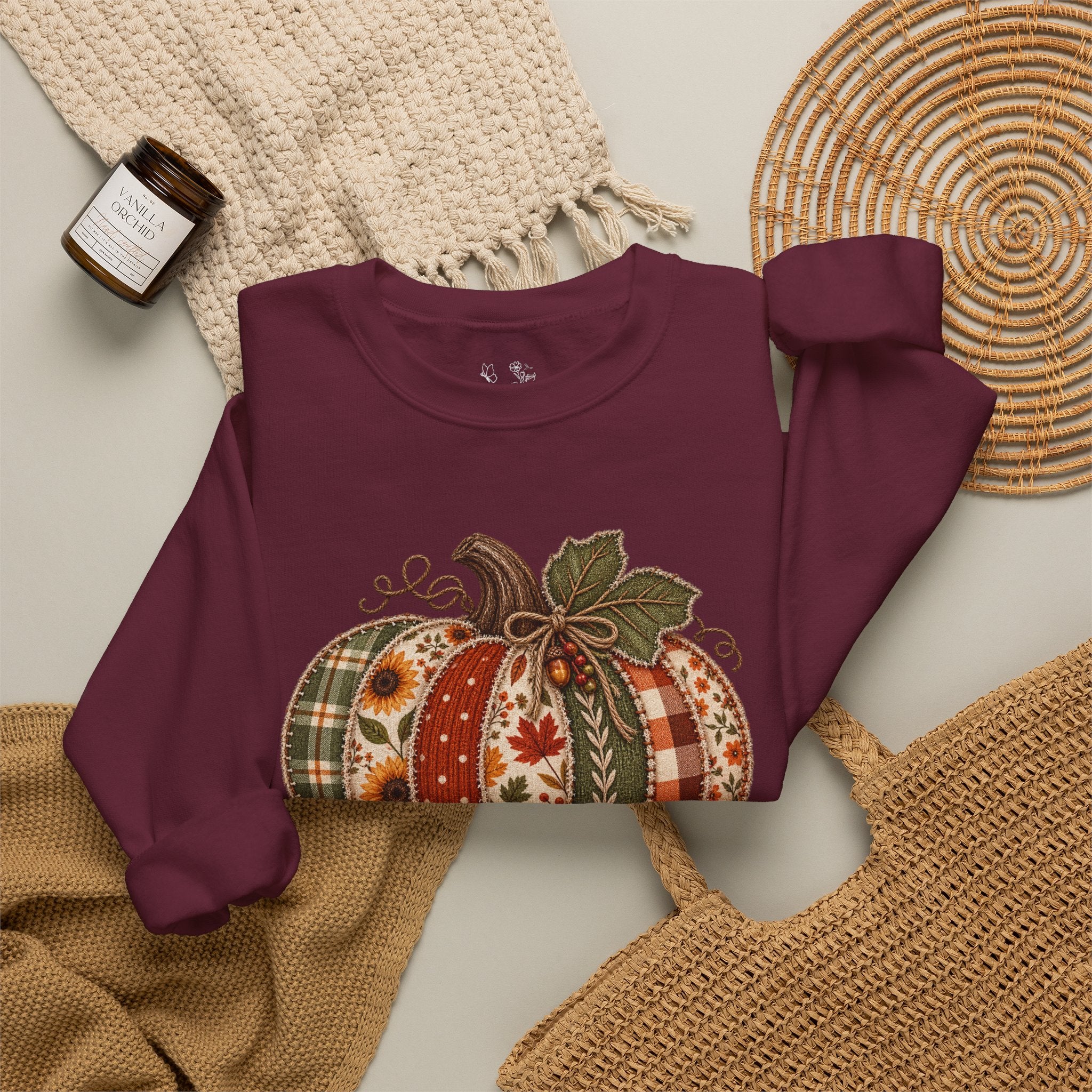 Autumn Patchwork Pumpkin Sweatshirt
