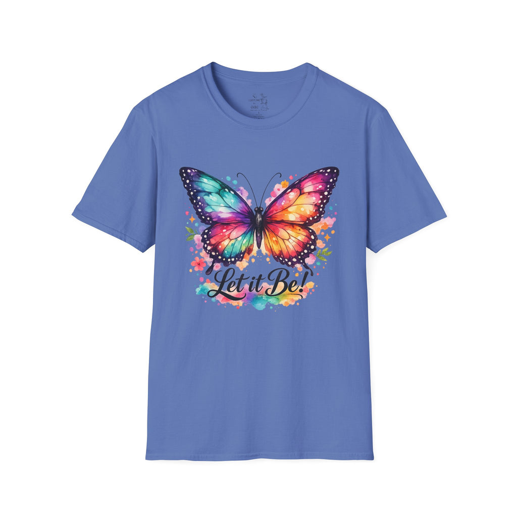 Butterfly "Let It Be" T-Shirt — Colorful Watercolor Wings Graphic Tee