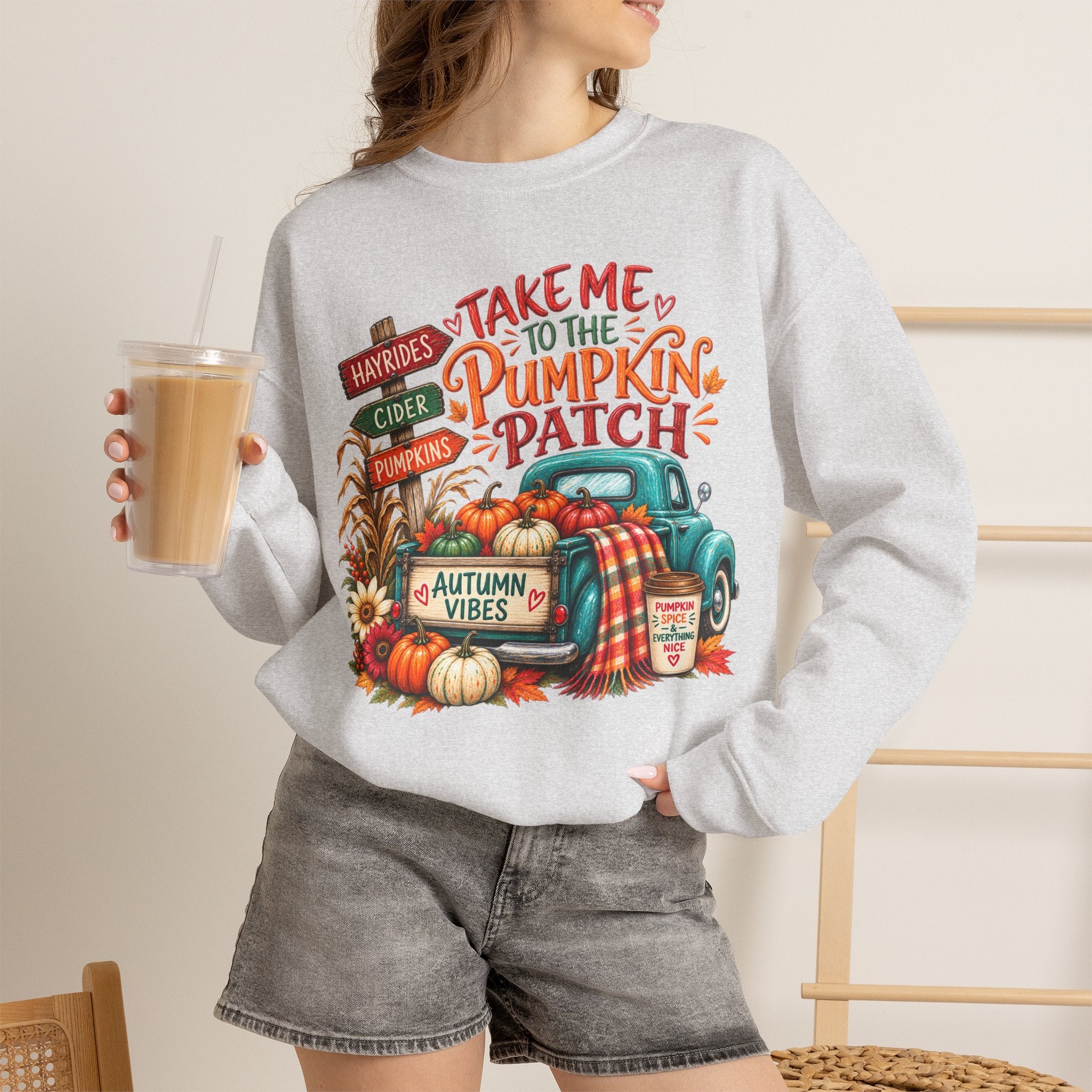 Pumpkin Patch Crewneck Sweatshirt — "Take Me to the Pumpkin Patch" Autumn Vibes