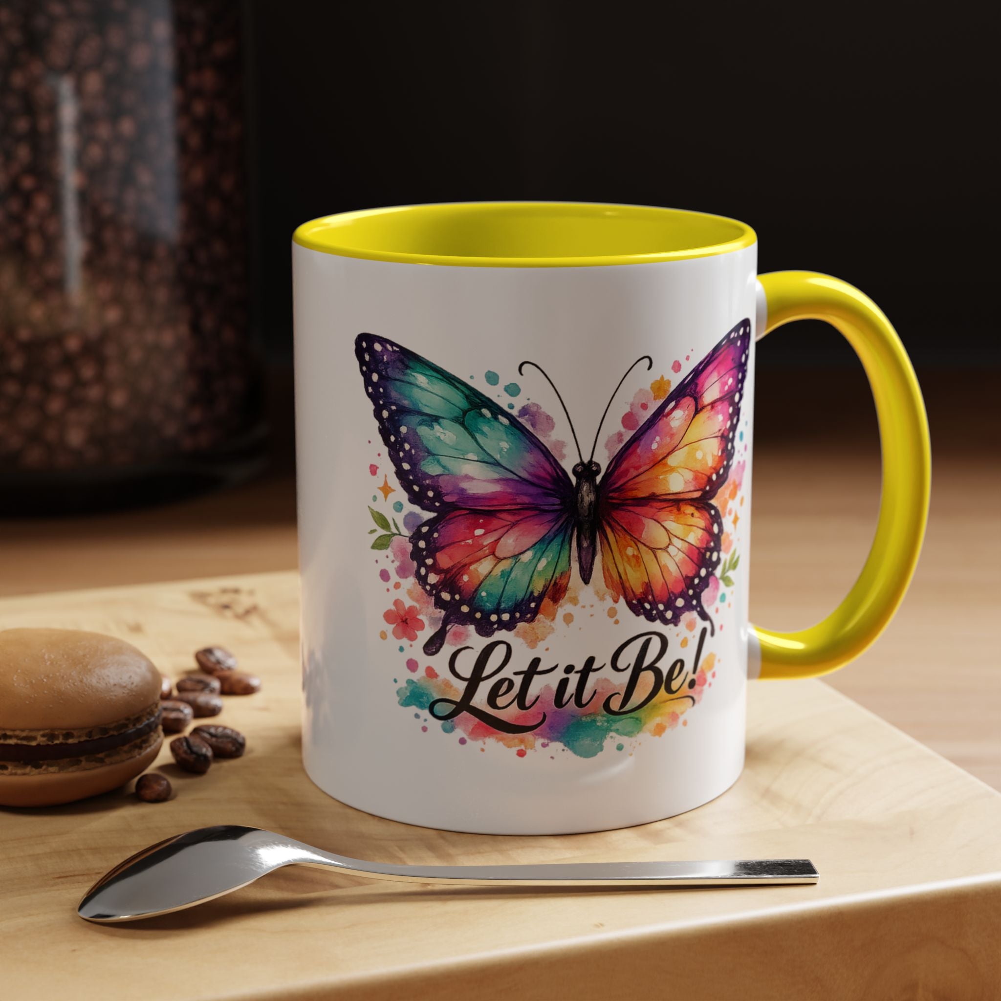Let It Be Butterfly Accent Coffee Mug — Colorful Inspirational 11/15oz