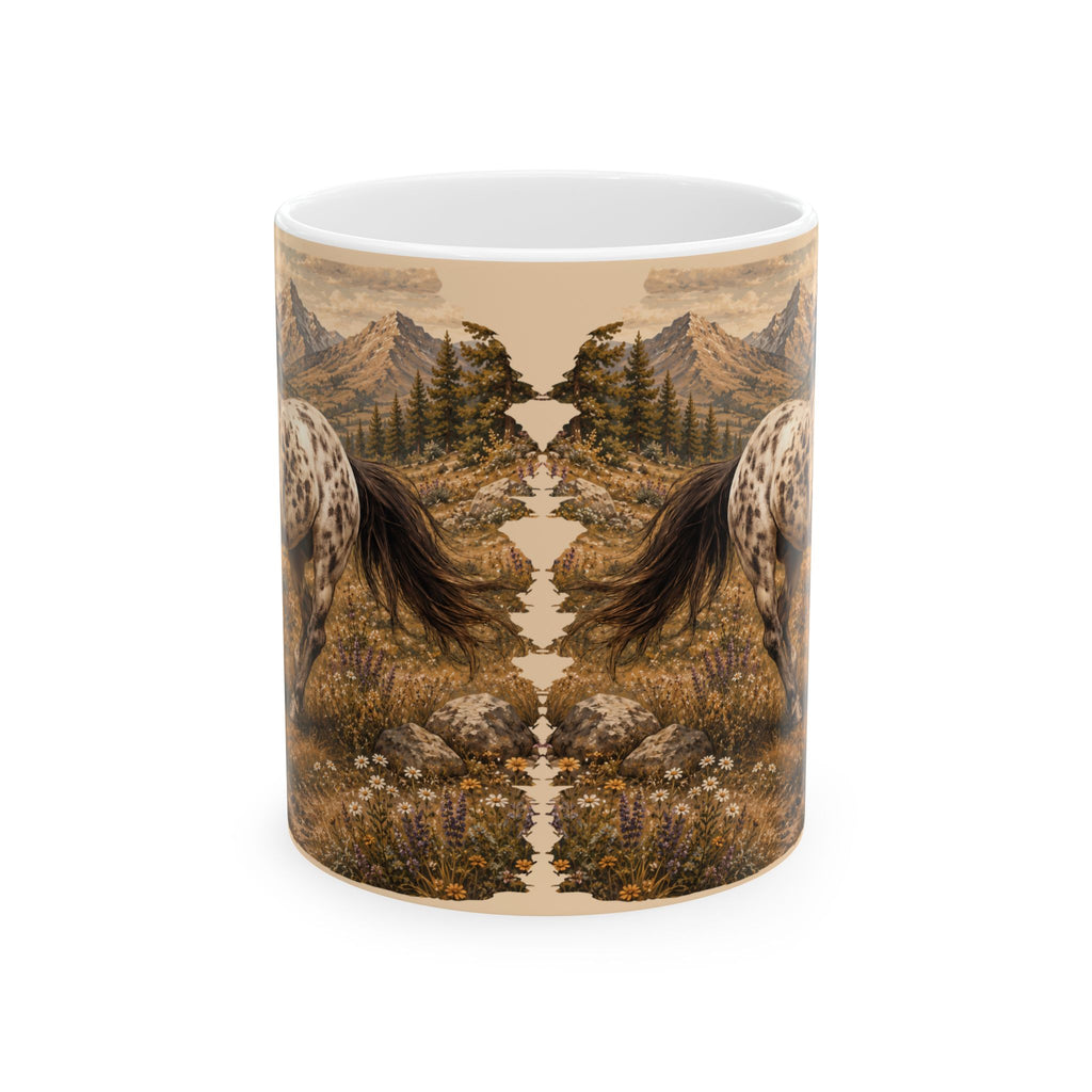 Wild Meadow Horse Ceramic Mug — Scenic Appaloosa Mountain Coffee Cup (11oz & 15oz)