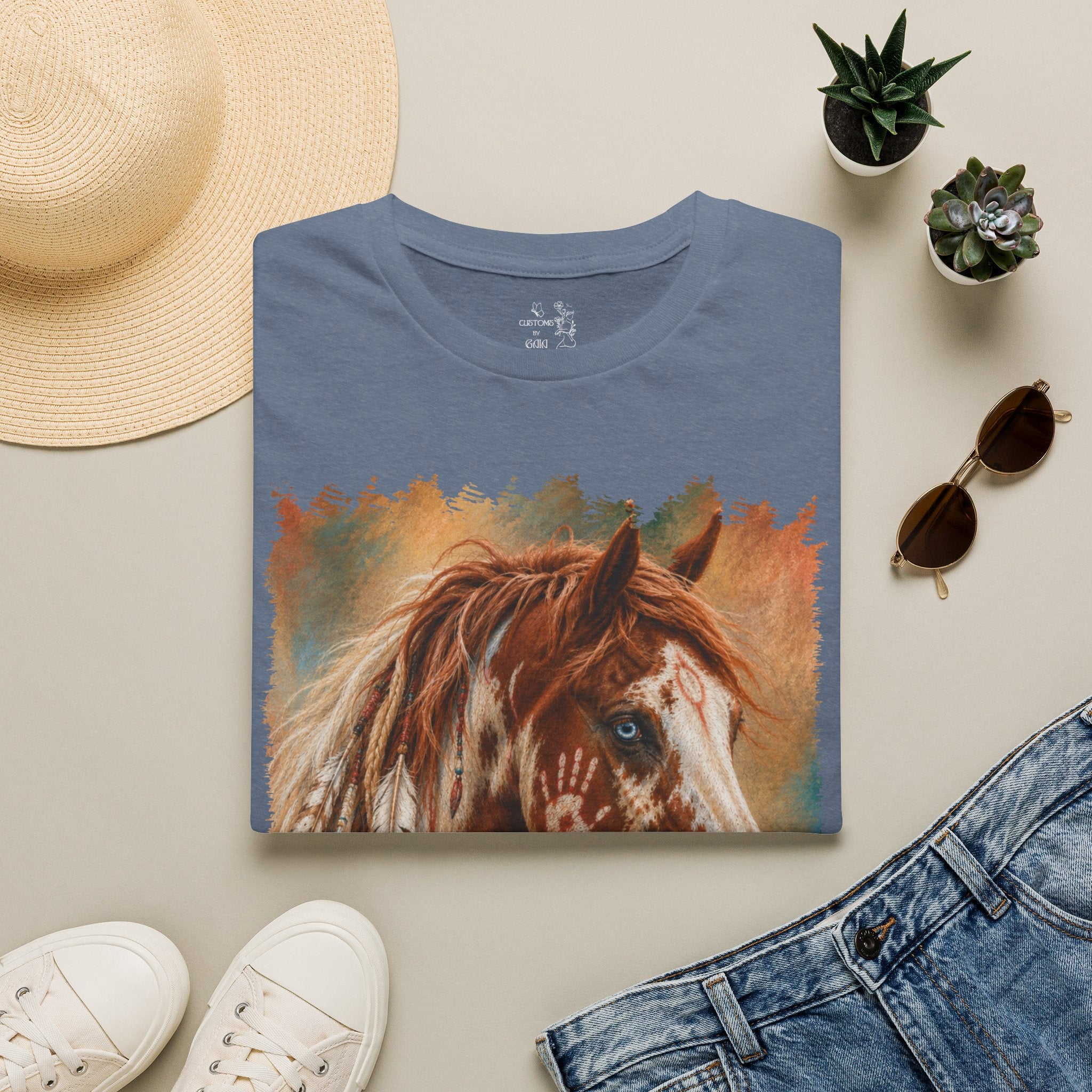 Horse Portrait T-Shirt — Blue-Eyed Paint Horse Art Tee