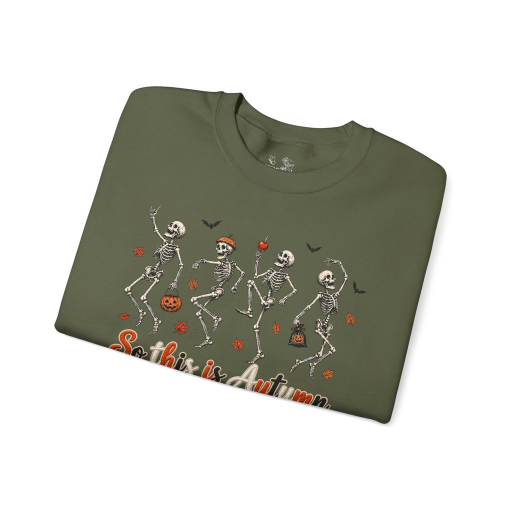 Autumn Skeleton Dance Sweatshirt — "So this is autumn" Cozy Fall Crewneck
