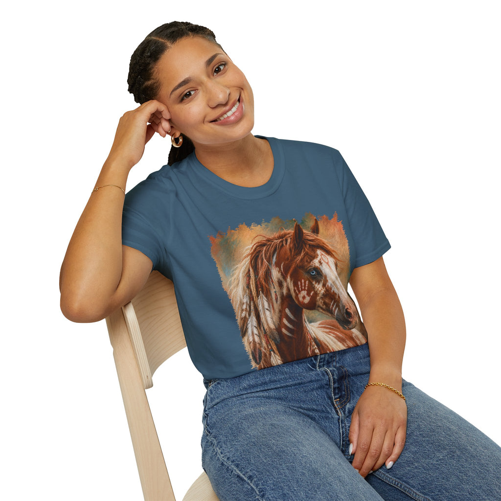 Horse Portrait T-Shirt — Blue-Eyed Paint Horse Art Tee