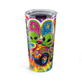20oz Alien Tie-Dye Tumbler — Retro Hippie Peace Van Design