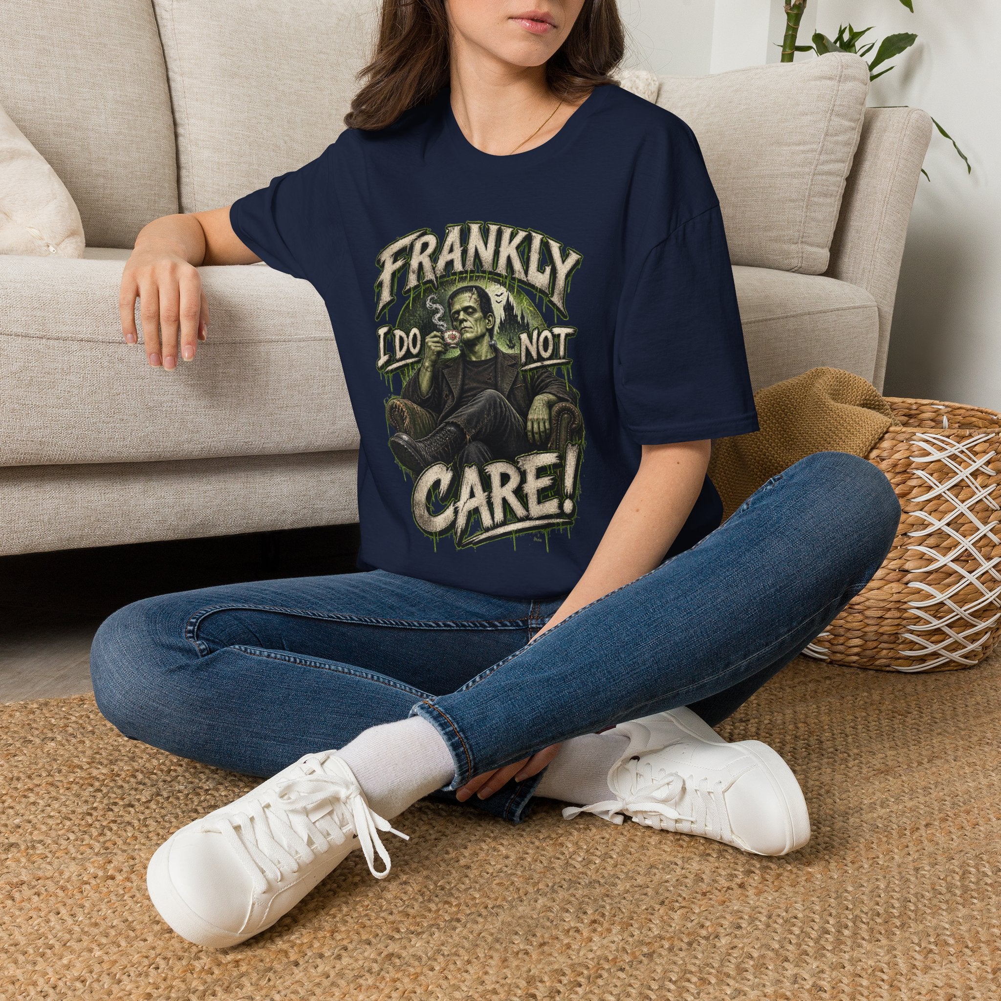 Frankly I Do Not Care T-Shirt — Retro Frankenstein Graphic Tee