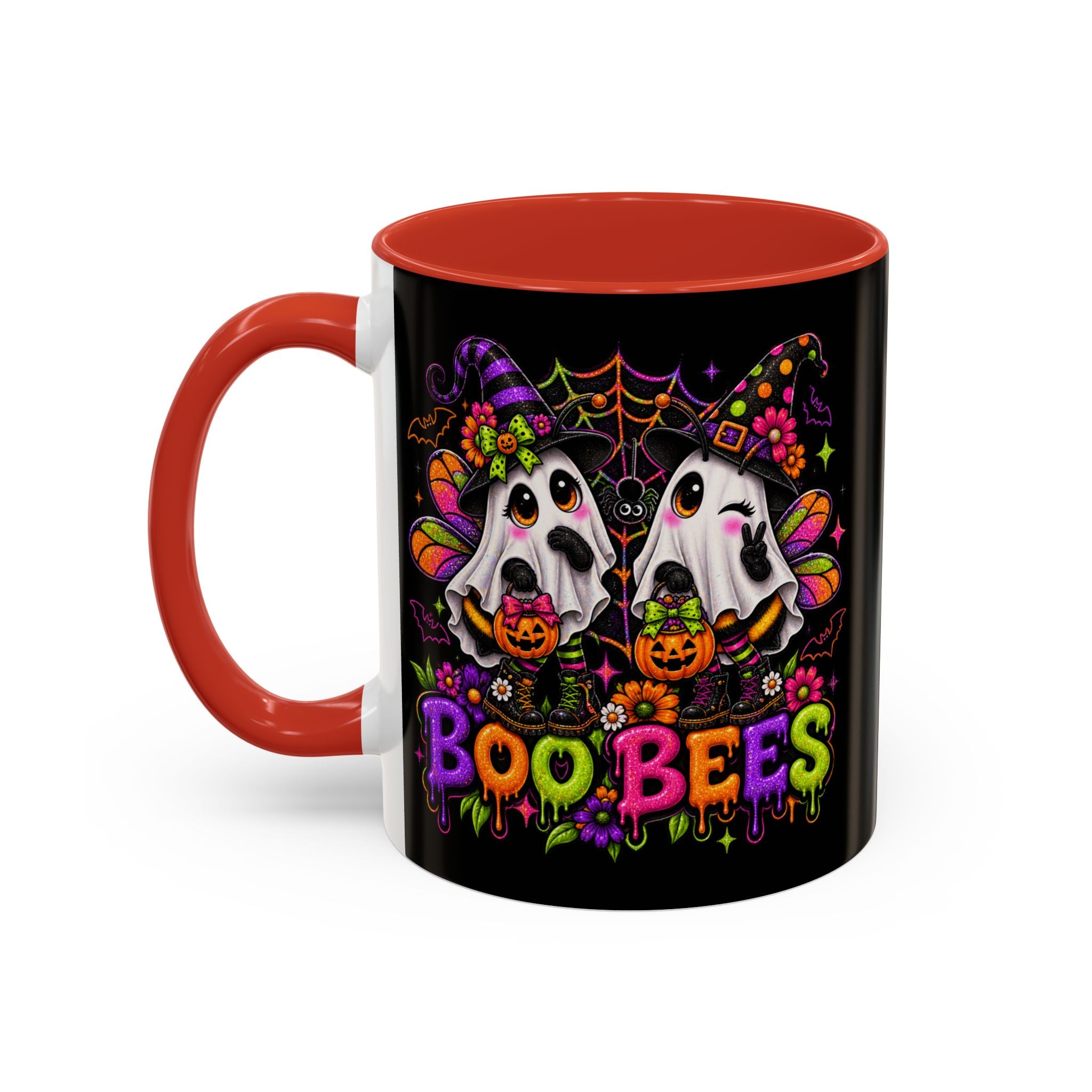 Halloween Boo Bees Coffee Mug — Cute Ghost Bees with Pumpkins
