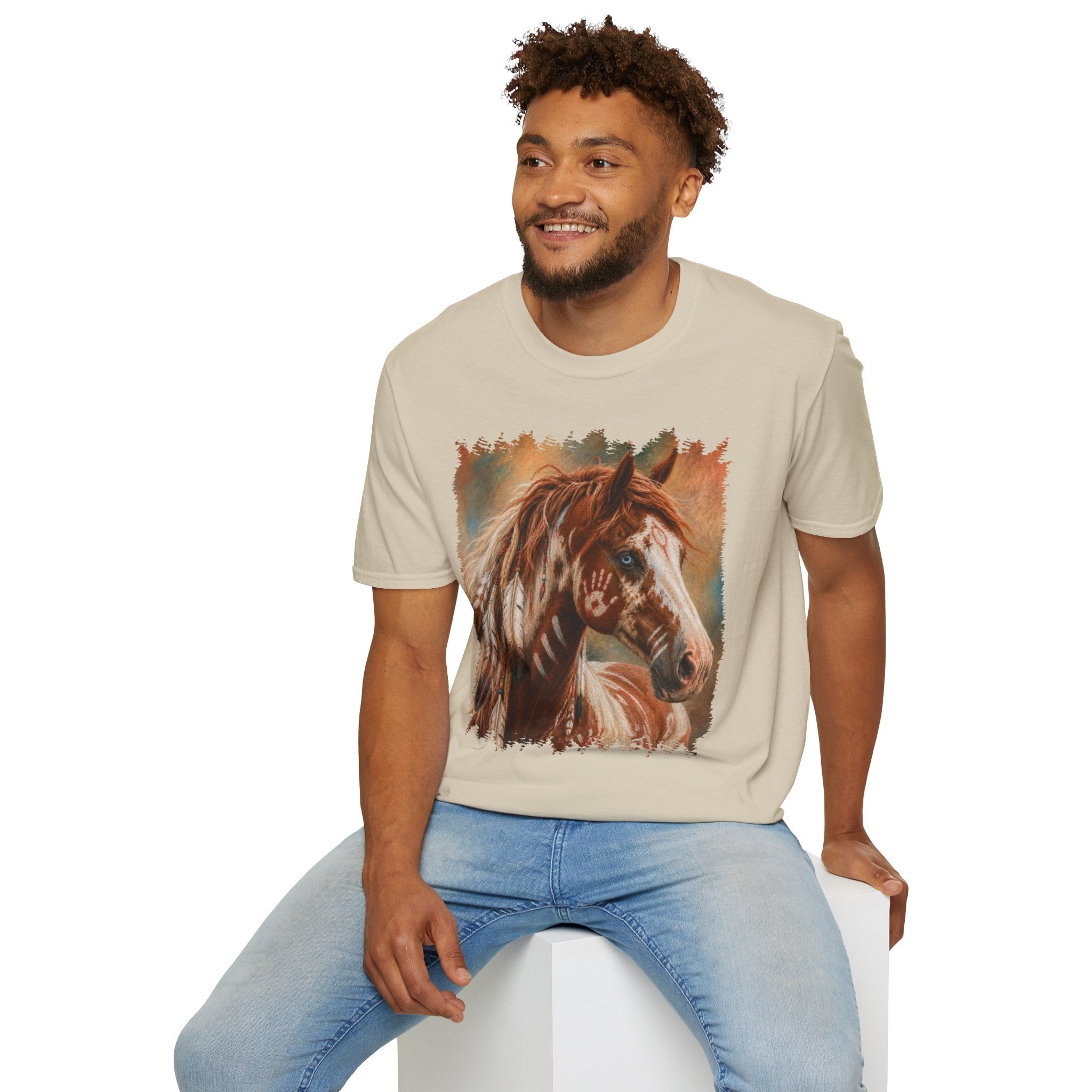 Horse Portrait T-Shirt — Blue-Eyed Paint Horse Art Tee