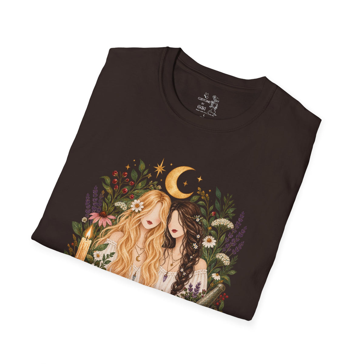 Witchy Sisters T-Shirt – 'Practical Magic' Boho Moon Witch Illustration