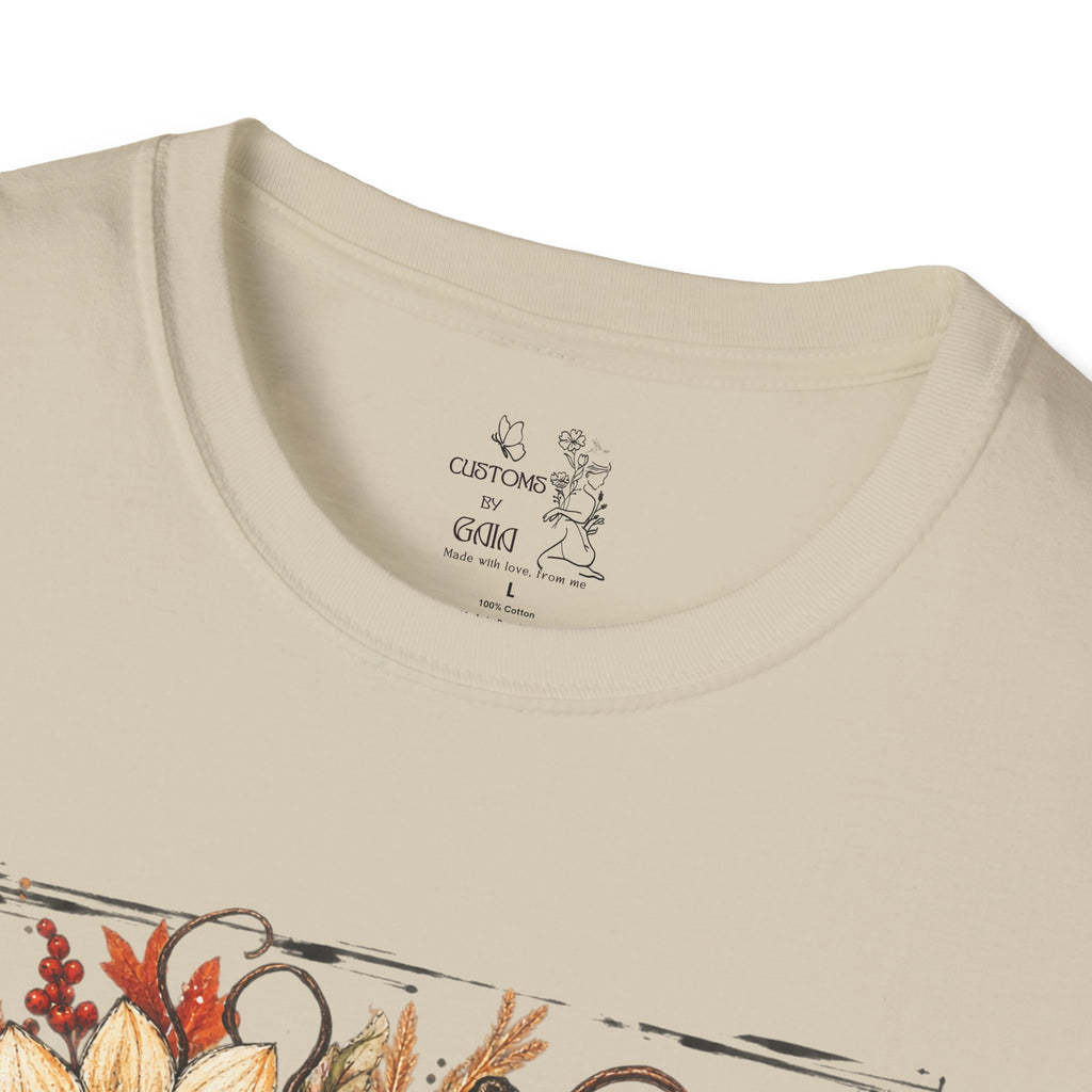 Pumpkin & Sunflower Fall T-Shirt — Plaid Pumpkin Autumn Graphic Tee