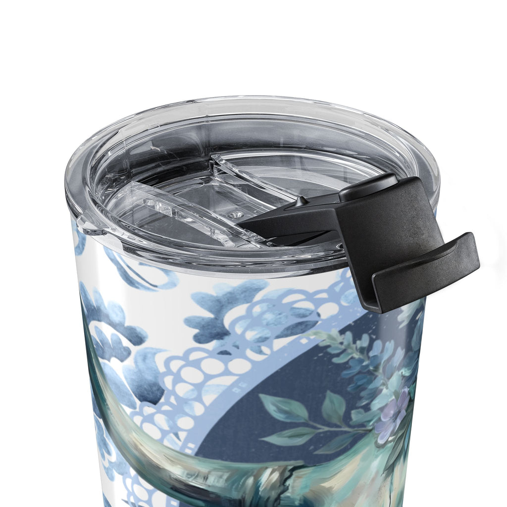 20oz Floral Bull Skull Tumbler — Southwestern Floral Travel Cup