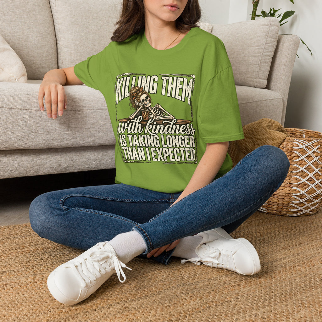 Killing Them With Kindness Skeleton T-Shirt – Funny Dark Humor Tee