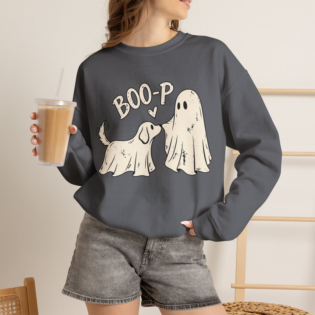 Boo-p Dog & Ghost Halloween Sweatshirt
